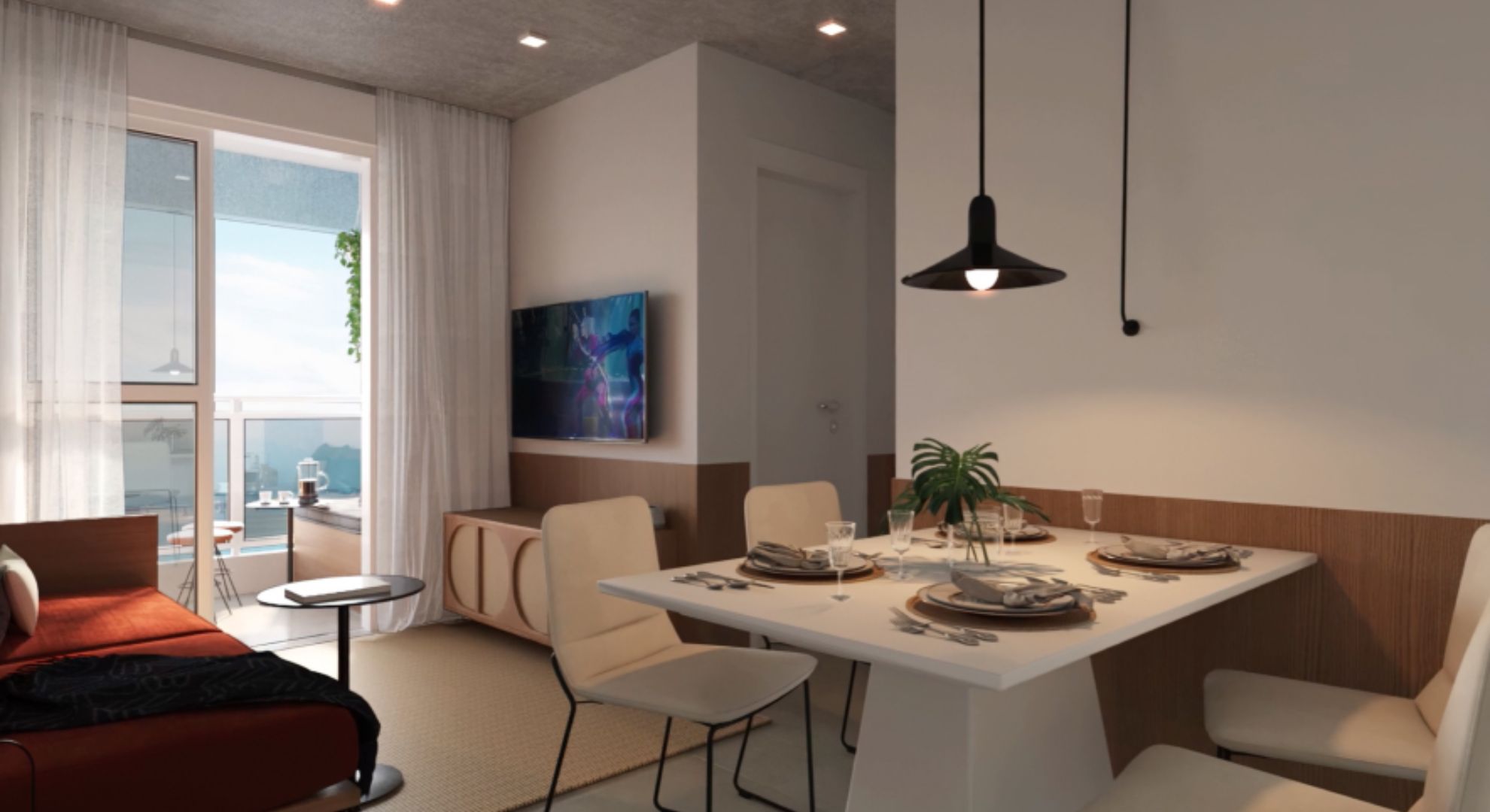 Planta 2 dormitórios com suíte